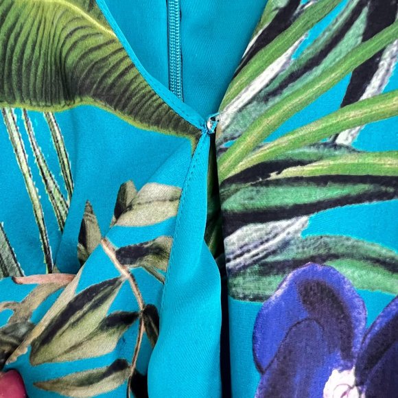 Parker Bradley Silk Romper Size 2 Faux-Wrap Floral Blue - Picture 7 of 11